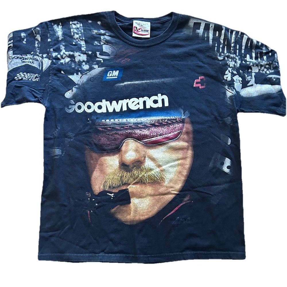 Vintage Dale Earnhardt Racing Shirt Mens Medium Big Face AOP NASCAR Chase 90s